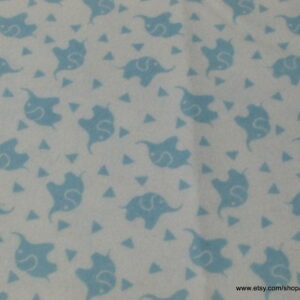 Elephant Confetti Blue Flannel Fabric