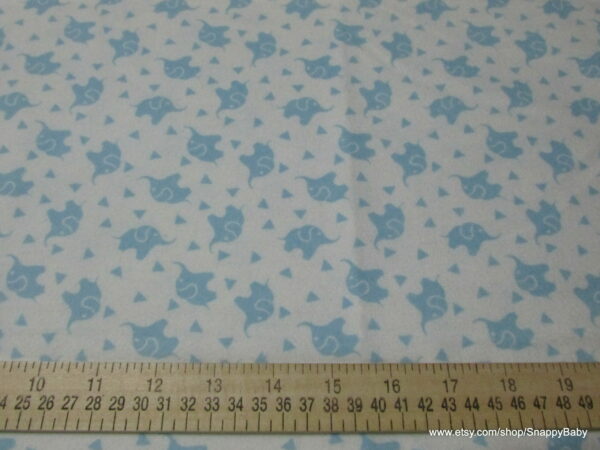 Elephant Confetti Blue Flannel Fabric