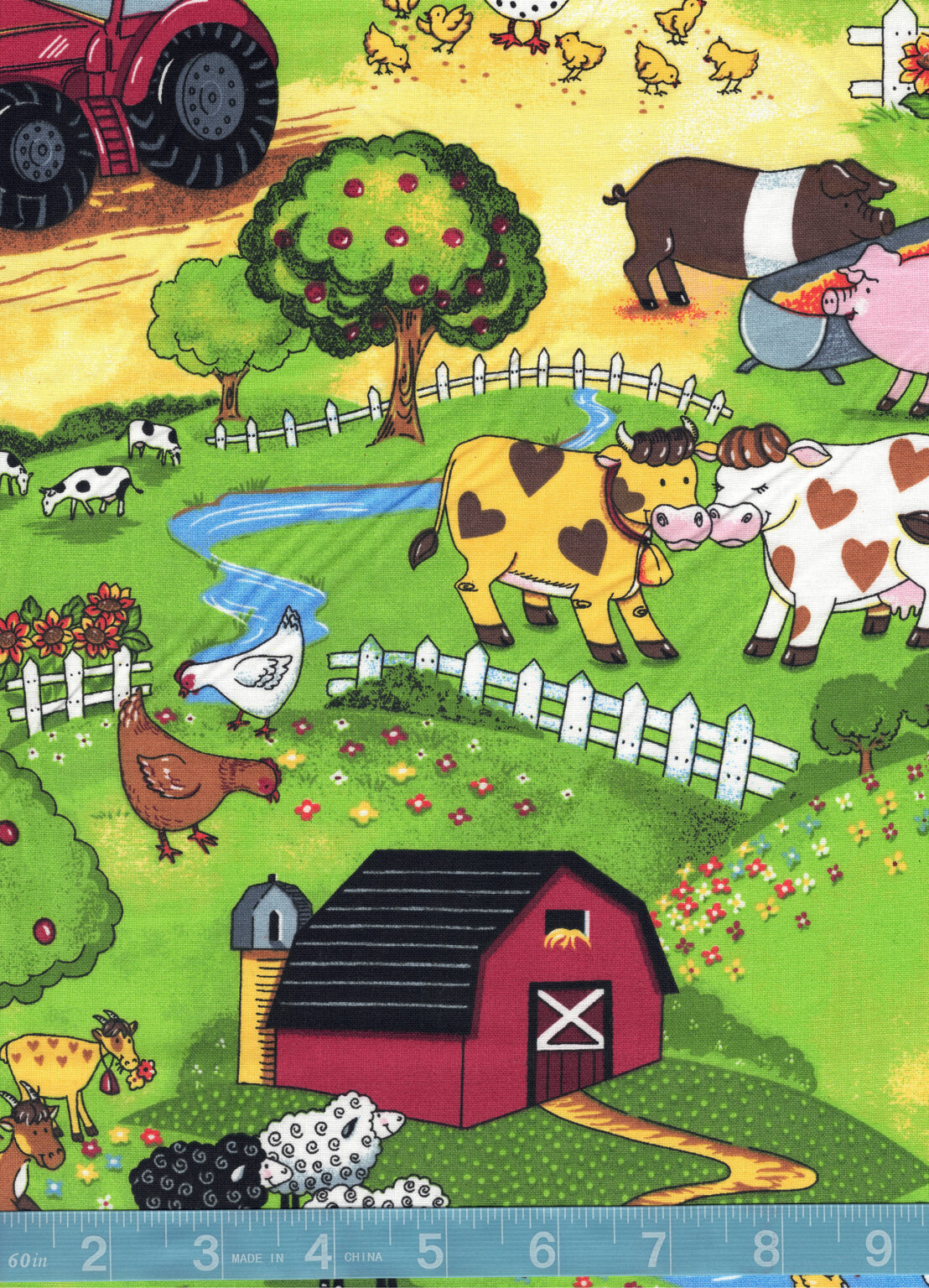 Farm Scene Quilt Cotton Fabric By The Yard Merchlet