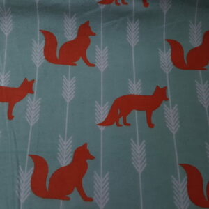 Foxes Turquoise Flannel Fabric