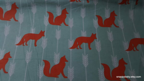 Foxes Turquoise Flannel Fabric