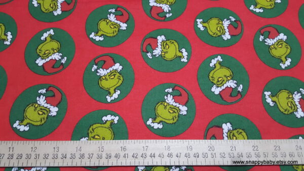 Grinch Tossed Christmas Flannel Fabric