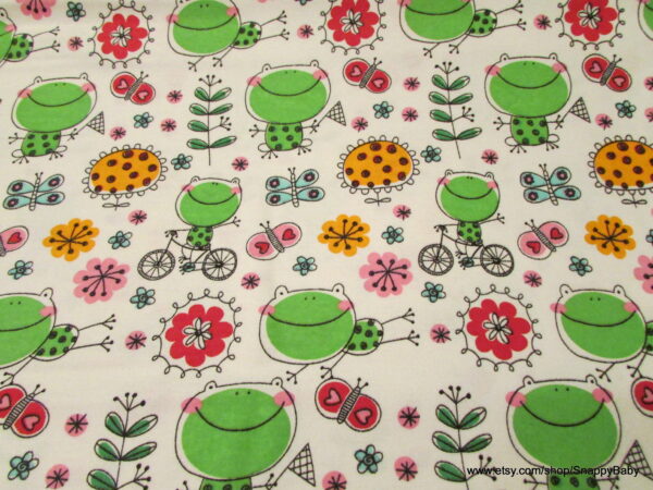 Happy Frog Sketch Flannel Fabric