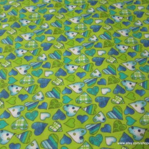Hearts Galore Lime Flannel Fabric