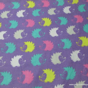Multi Hedgehogs on Purple Flannel Fabric