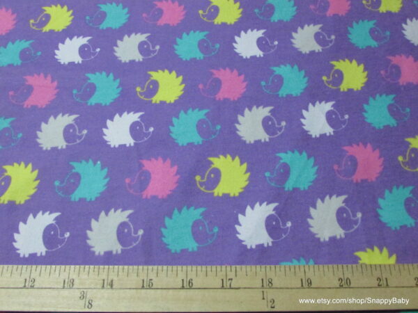 Multi Hedgehogs on Purple Flannel Fabric