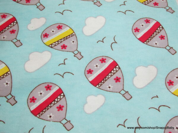 Hot Air Balloons on Sky Blue Flannel Fabric