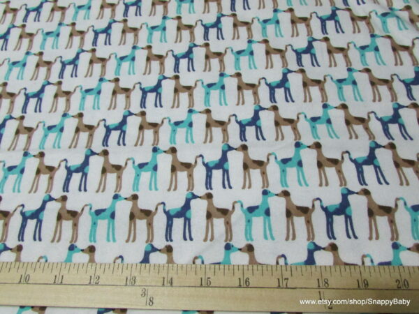 Kissing Dogs on White Flannel Fabric