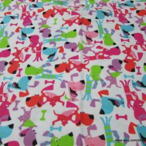 Neon Puppy Flannel Fabric