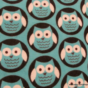Owl Circle Blue Flannel Fabric