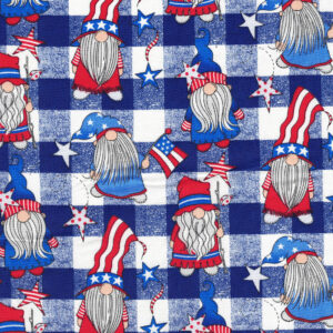 Patriotic Gnomes Red White Blue Americana Quilt Cotton Fabric By The Yard