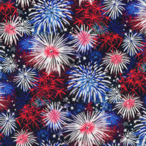 Patriotic Red White Blue Fireworks Quilt Cotton Fabric By The Yard