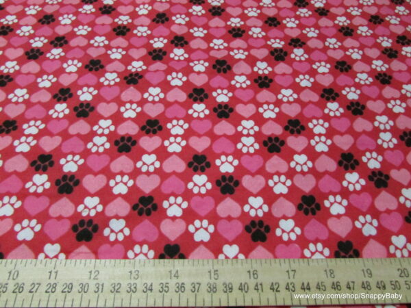 Paws and Hearts Flannel Fabric
