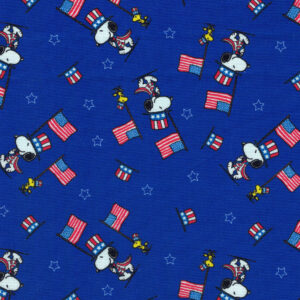 Peanuts Snoopy Patriotic Parade Red White Blue Quilt Cotton Fabric By The Yard