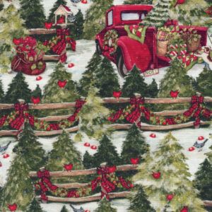 Pine Trees and Fences by Susan Winget Quilt Cotton Fabric By The Yard