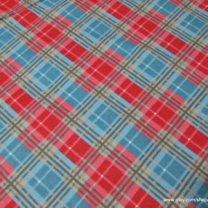 Pink Blue Plaid Flannel Fabric