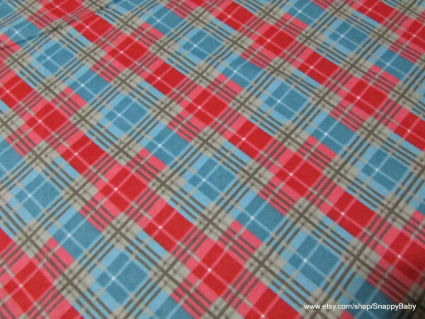 Pink Blue Plaid Flannel Fabric