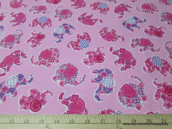 Pink Elephants Flannel Fabric