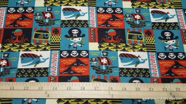 Pirate Ship Patchwork Flannel Fabric