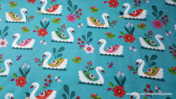 Pretty Swans Flannel Fabric