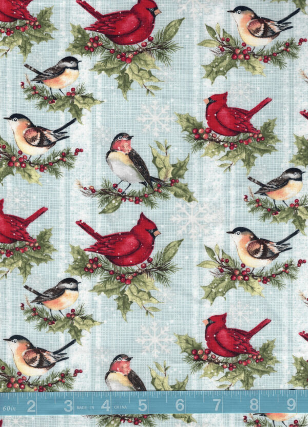 Red Birds by Susan Winget Cardinals and Chickadees Quilt Cotton Fabric By The Yard