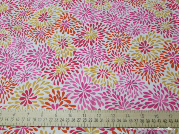Red Pink Yellow Flowers Flannel Fabric