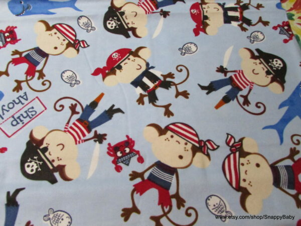 Monkey Pirates Flannel Fabric