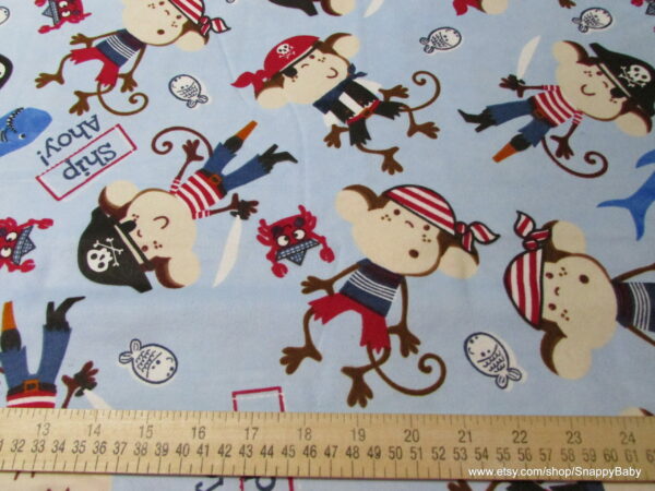Monkey Pirates Flannel Fabric