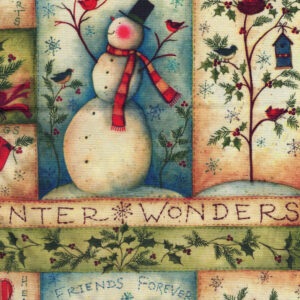 Snowman Stitches by Susan Winget Christmas Quilt Cotton Fabric By The Yard