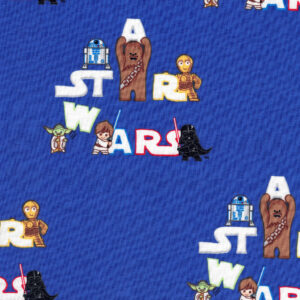 Star Wars Characters Logo on Blue Quilt Cotton Fabric By The Yard