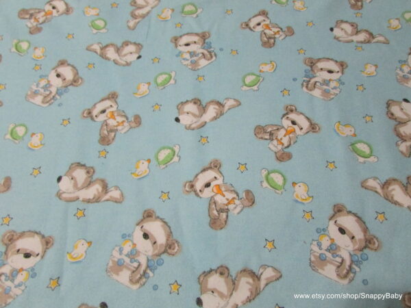 Teddy Time Blue Flannel Fabric