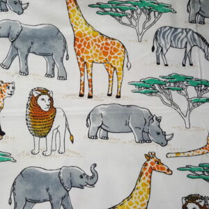 Watercolor Jungle Animals Flannel Fabric