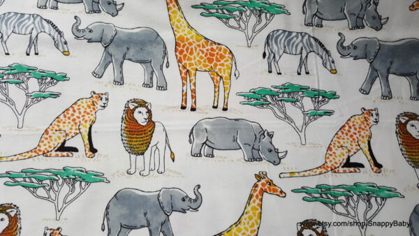 Watercolor Jungle Animals Flannel Fabric