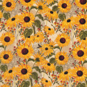 Whimsy Sunflowers Cream Harvest Quilting Cotton Fabric By The Yard