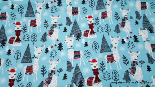 Winter Llamas Flannel Fabric