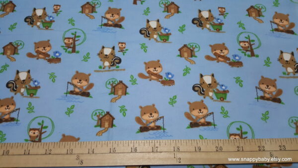 Woodlands blue Flannel Fabric