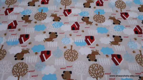 Woof Woof Dog Houses Flannel Fabric