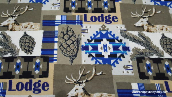 Blue Aztec Lodge Patch Flannel Fabric