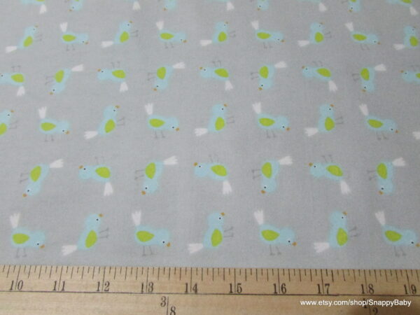 Blue Birds with White Tails on Grey Flannel