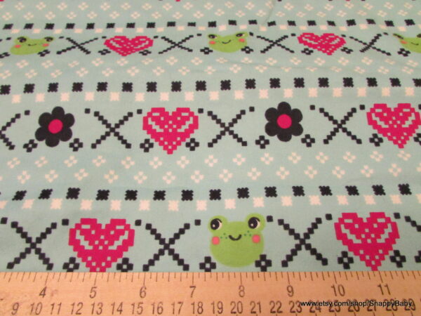 Frog Cross Stitch Flannel Fabric