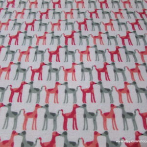 Kissing Dogs Pink Gray Flannel Fabric