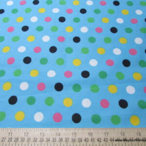 Multi Dots on Blue Flannel Fabric