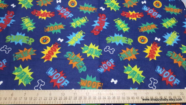 Super Dog Words Flannel Fabric