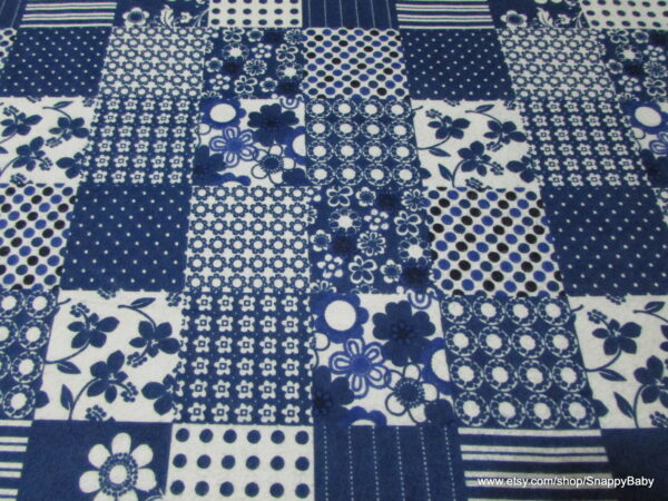 Blue White Patch Flannel Fabric