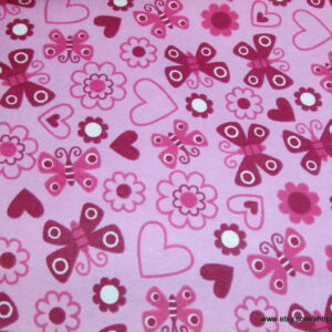 Butterfly Love Pink Flannel Fabric