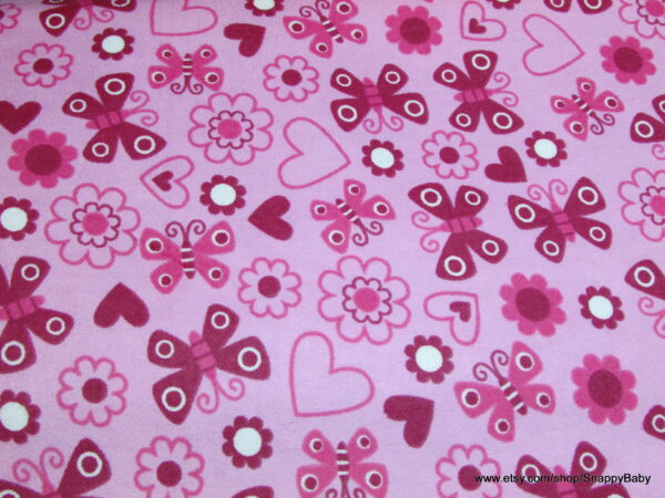 Butterfly Love Pink Flannel Fabric