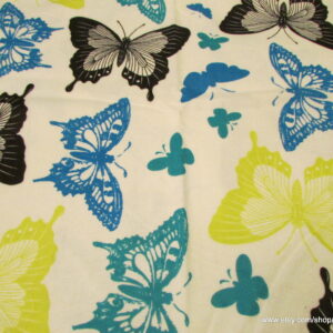 Butterfly Photo Blue Flannel Fabric