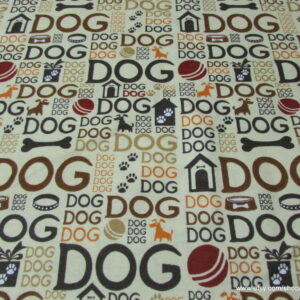 Dog Text Tan Flannel Fabric