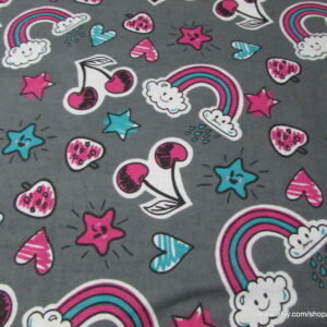 Doodles Rainbow Flannel Fabric