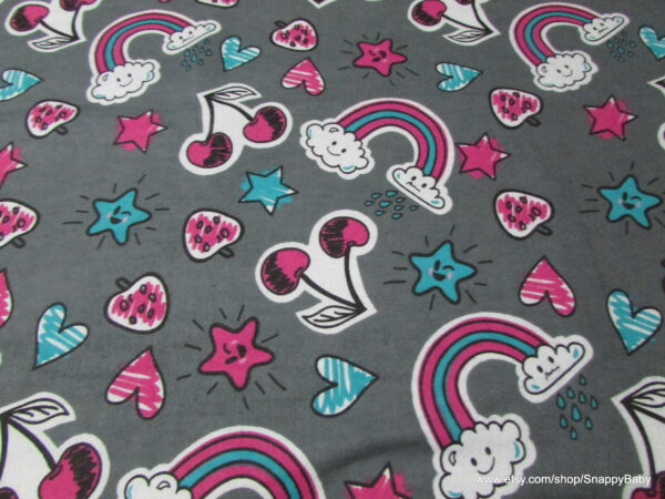 Doodles Rainbow Flannel Fabric